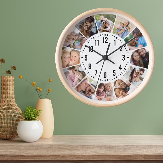 Moderne Personalisierte 12-FotoCollage Uhr