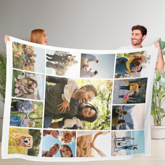 Moderne Personalisierte 13-Foto Collage Fleecedecke