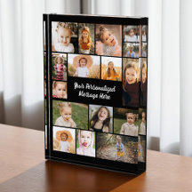 Moderne personalisierte 16-Foto-Collage-Fotoblock