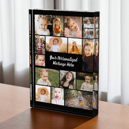 Moderne personalisierte 16-Foto-Collage-Fotoblock Fotoblock