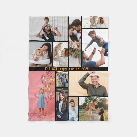 Moderne personalisierte 16-Foto-Collage in individ Fleecedecke (Vorderseite)