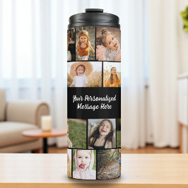 Moderne personalisierte 16-Foto-Collage in individ Thermosbecher