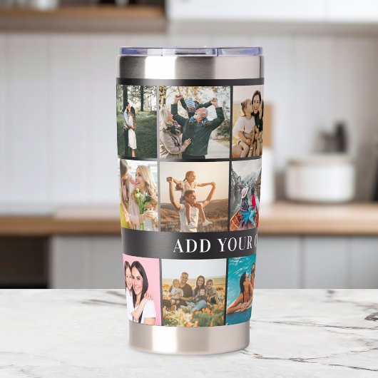 Moderne Personalisierte 18-Foto Collage Thermobecher
