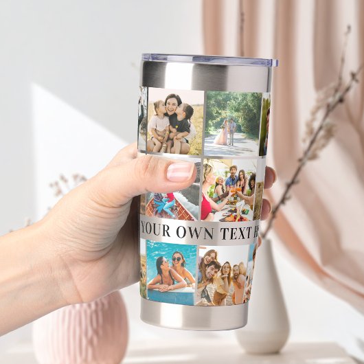 Moderne Personalisierte 18-Foto Collage Thermobecher