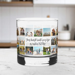 Moderne Personalisierte 18-Foto Collage Whiskyglas