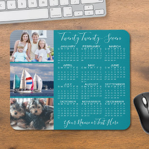 Moderne personalisierte 2027-Kalender-3-Foto-Schri Mousepad