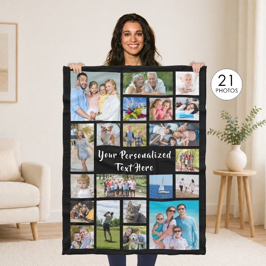Moderne, Personalisierte 21-FotoCollage mit indivi Fleecedecke
