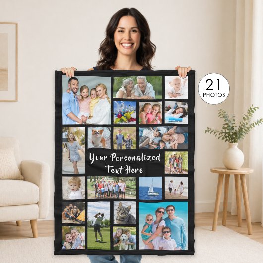 Moderne, Personalisierte 21-FotoCollage mit indivi Fleecedecke