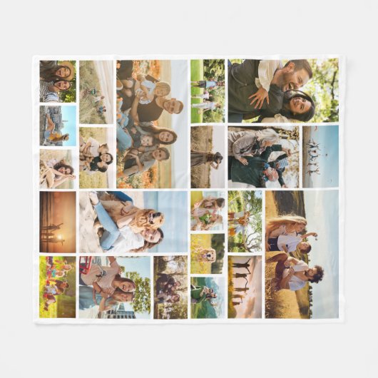 Moderne Personalisierte 22-Foto Collage Fleecedecke (Vorderseite (Horizontal))
