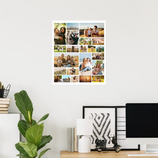 Moderne Personalisierte 22-Foto Collage Poster (Heimbüro)