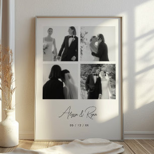Moderne Personalisierte 4-Foto Collage Wedding Poster