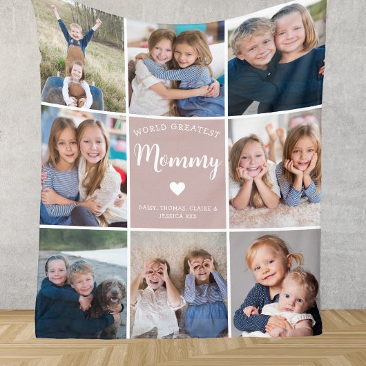 Moderne Personalisierte 8-Foto Collage für Mommy Fleecedecke