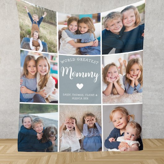 Moderne Personalisierte 8-Foto Collage für Mommy Fleecedecke