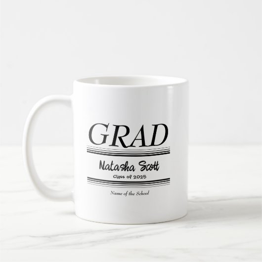 Moderne personalisierte Abschlussfeier im Graduier Kaffeetasse (Links)