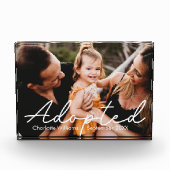 Moderne personalisierte Adoptionsankündigung Fotoblock (Vorderseite)