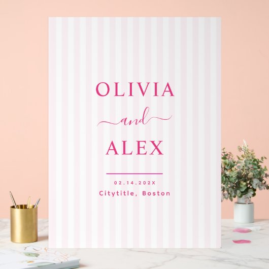 Moderne Personalisierte Begrüßung in heiß rosa Acrylschild (Hochzeit)