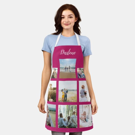 Moderne Personalisierte Bezeichnung Foto Collage F Schürze (Getragen)