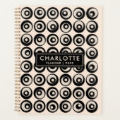 Moderne Personalisierte Black Cream Circles 2023 Planer (Vorderseite)