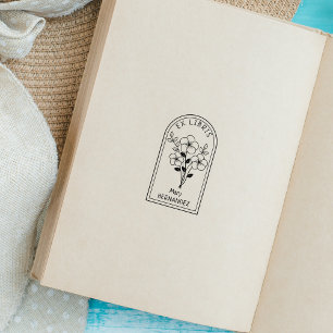 Moderne personalisierte Blumen-Ex-Libris Gummistempel