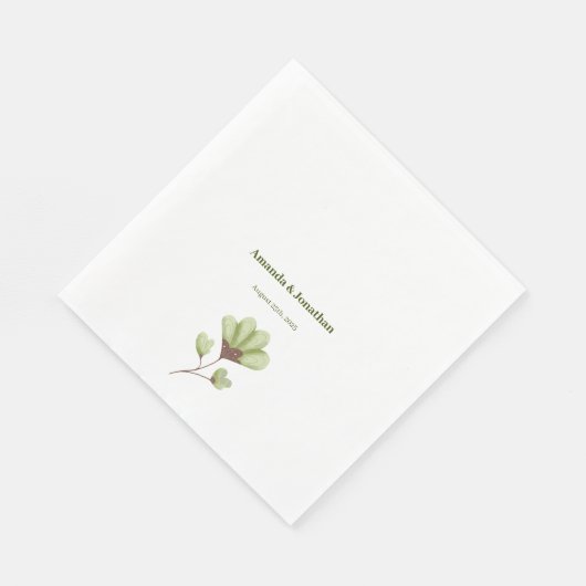 Moderne Personalisierte Boho Green Wedding Serviette (Ecke)