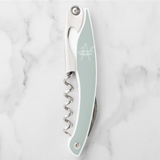 Moderne personalisierte Brautjungfer-Monogramm und Kellnermesser (Vorderseite)