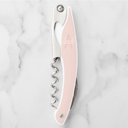 Moderne personalisierte Brautjungfer-Monogramm und Kellnermesser (Vorderseite)