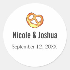 Moderne Personalisierte Bretzel-Gastgeschenk Hochz Runder Aufkleber
