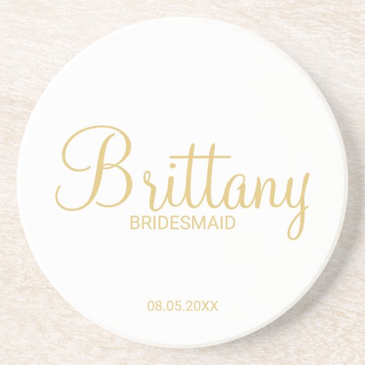 Moderne Personalisierte Bridesmädchen mit Goldschr Getränkeuntersetzer (Vorne)