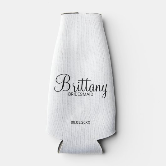 Moderne Personalisierte Bridesmaier in Schwarz und Flaschenkühler (Vorderseite)