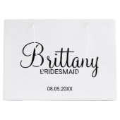 Moderne Personalisierte Bridesmaier in Schwarz und Große Geschenktüte (Vorderseite)
