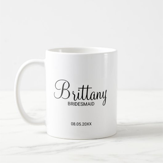 Moderne Personalisierte Bridesmaier in Schwarz und Kaffeetasse (Links)