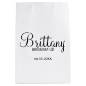 Moderne Personalisierte Bridesmaier in Schwarz und Mittlere Geschenktüte (Vorderseite)