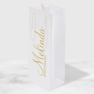 Moderne Personalisierte Bridesmaier in Weiß und Go Geschenktüte Für Weinflaschen