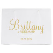 Moderne Personalisierte Bridesmaier in Weiß und Go Große Geschenktüte (Vorderseite)