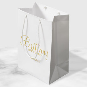 Moderne Personalisierte Bridesmaier in Weiß und Go Mittlere Geschenktüte