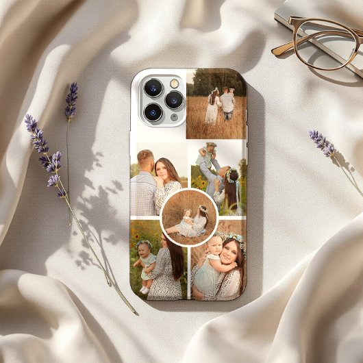 Moderne personalisierte Collage mit sechs Fotos iPhone Hülle
