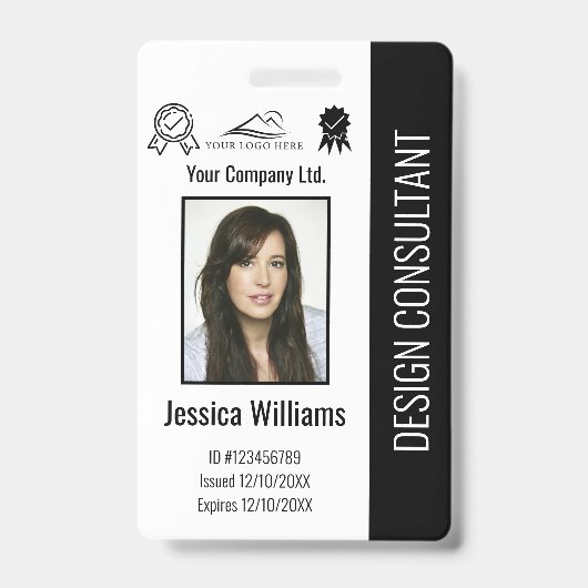 Moderne Personalisierte Corporate Employee Black I Ausweis (Vorderseite)