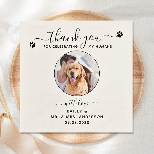 Moderne Personalisierte Dankbarkeit Foto Pet Weddi Serviette