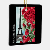 Moderne Personalisierte Eiffelturm-Rote Rosen Keramikornament (Rechts)