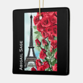 Moderne Personalisierte Eiffelturm-Rote Rosen Keramikornament (Links)