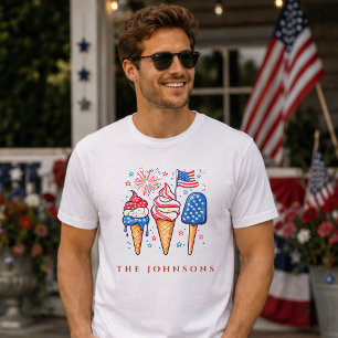 Moderne personalisierte Eiscreme-Familie im patrio T-Shirt