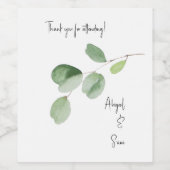 Moderne Personalisierte Eukalyptus-Hochzeit Weinetikett (Einzelnes Label)