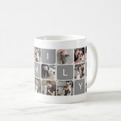 Moderne Personalisierte "Family" 16-Foto Collage Kaffeetasse (VorderseiteRechts)
