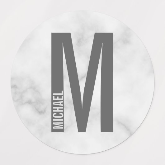 Moderne Personalisierte, fette Monogramm- und Name Etiketten (Design 1)
