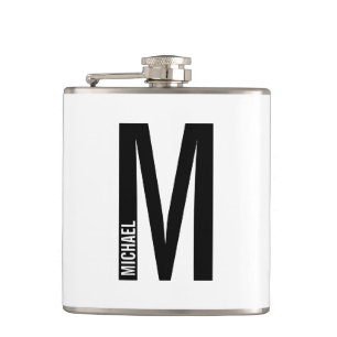 Moderne personalisierte fette Monogramm und Name Flachmann
