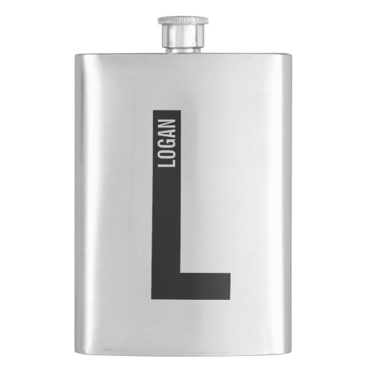 Moderne personalisierte fette Monogramm und Name Flachmann (Vorderseite)
