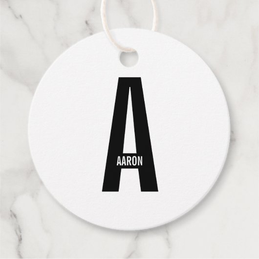 Moderne personalisierte fette Monogramm und Name Geschenkanhänger (Vorderseite)