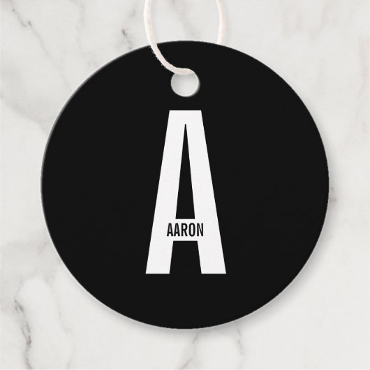 Moderne personalisierte fette Monogramm und Name Geschenkanhänger (Vorderseite)