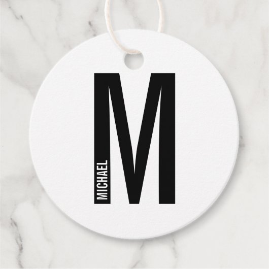 Moderne personalisierte fette Monogramm und Name Geschenkanhänger (Vorderseite)