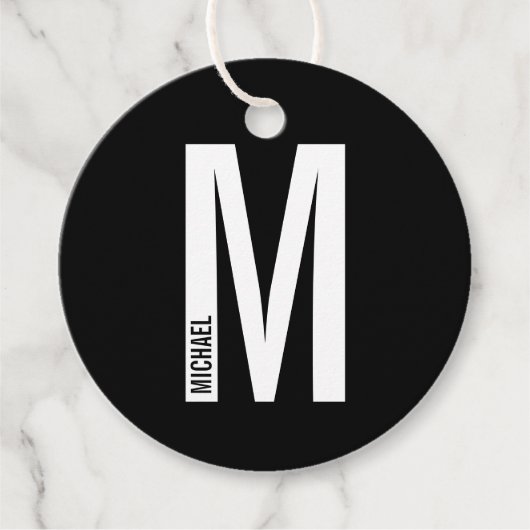 Moderne personalisierte fette Monogramm und Name Geschenkanhänger (Vorderseite)